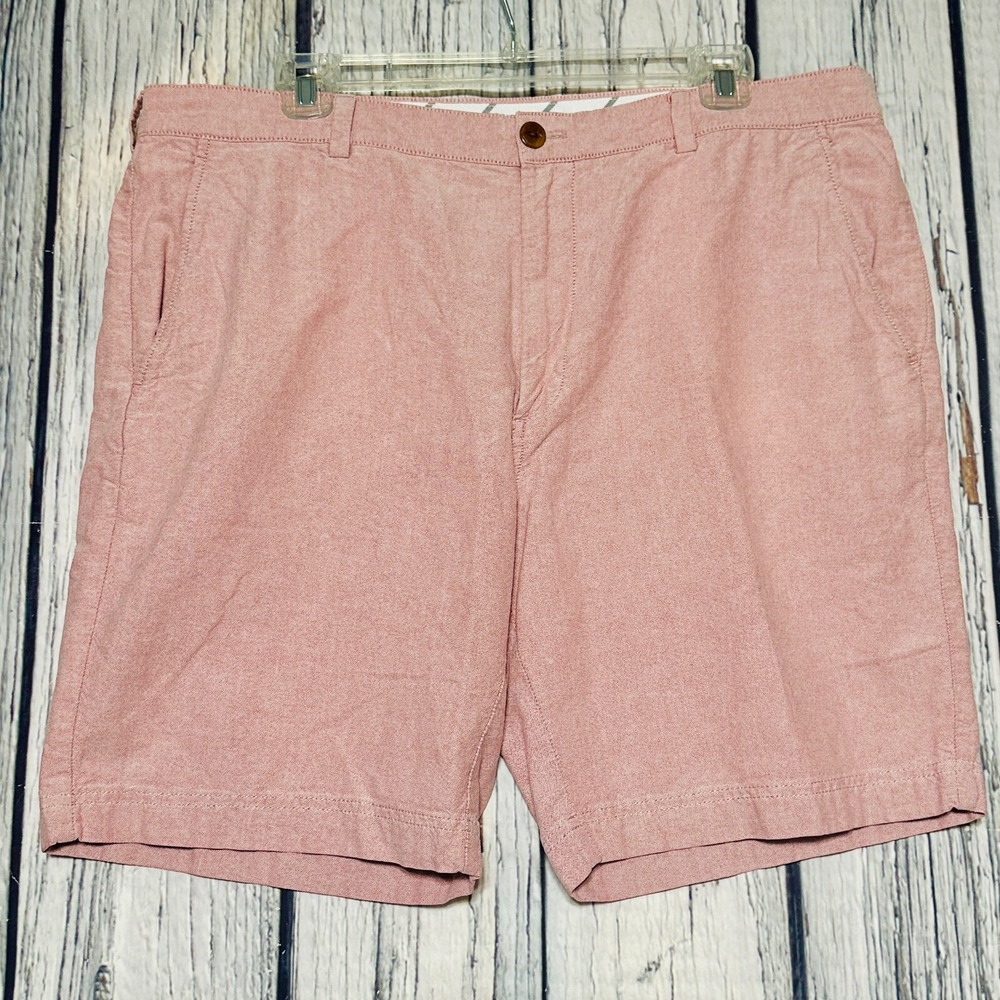 Brooks Brothers Shorts Mens 38 Pink Solid Flat Front Red Fleece Modern Casual 9"